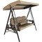 Sunnydaze 3-Person Steel Patio Swing Bench with Side Tables/Canopy - Beige
